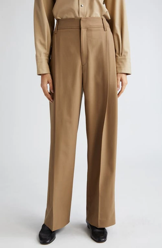 Maria McManus Pleat Front Organic Cotton Trousers Toffee at Nordstrom,