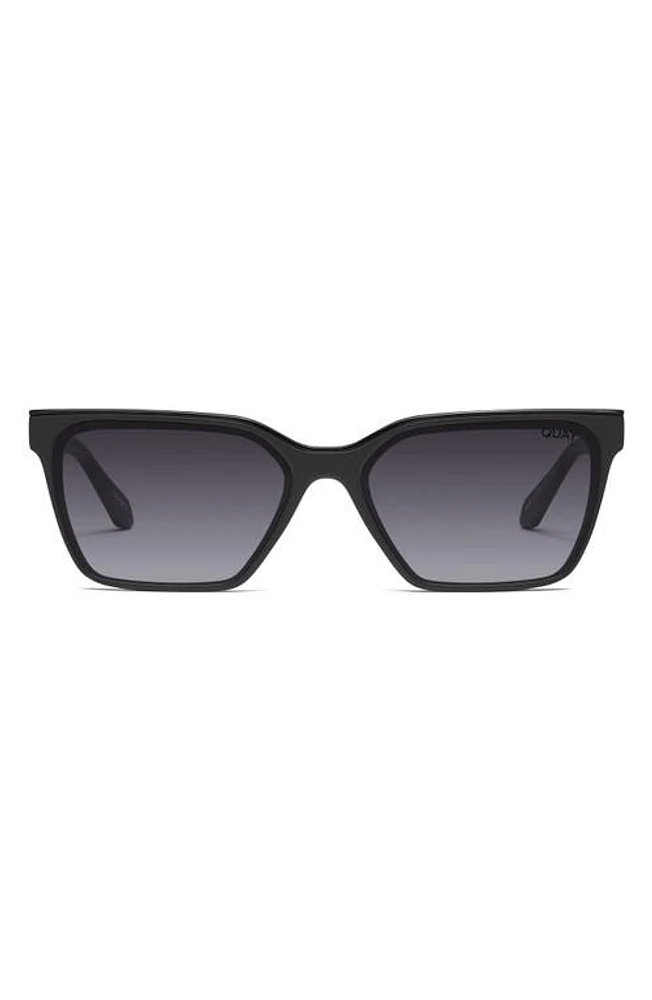 Quay Australia Top Shelf 41mm Gradient Small Square Sunglasses in Matte Black/Smoke at Nordstrom