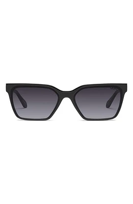 Quay Australia Top Shelf 41mm Gradient Small Square Sunglasses in Matte Black/Smoke at Nordstrom