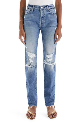 MOTHER The Trickster Ripped Ankle Straight Leg Jeans in Thrill Seeker at Nordstrom, Size 31