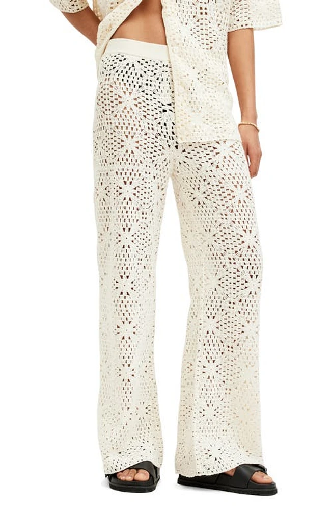 AllSaints Milly Open Stitch Pants Ecru White at Nordstrom,