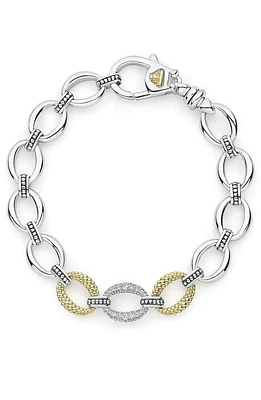 LAGOS Caviar Lux Diamond Station Link Bracelet in Silver/Diamond at Nordstrom, Size 7 In