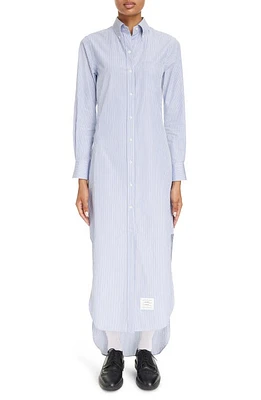 Thom Browne Stripe Long Sleeve Cotton Maxi Shirtdress Medium Blue at Nordstrom, Us