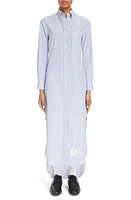 Thom Browne Stripe Long Sleeve Cotton Maxi Shirtdress Medium Blue at Nordstrom, Us