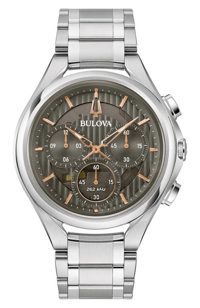 BULOVA Curv Bracelet Chronograph Watch, 44mm in Silver-Tone at Nordstrom