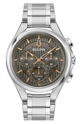 BULOVA Curv Bracelet Chronograph Watch, 44mm in Silver-Tone at Nordstrom