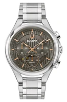 BULOVA Curv Bracelet Chronograph Watch, 44mm in Silver-Tone at Nordstrom