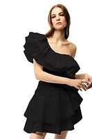 Nocturne One Shoulder Draped Taffeta Dress in at Nordstrom