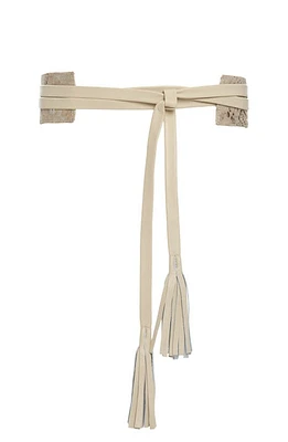 Raina Tassel Leather Wrap Belt in Hs Cream at Nordstrom