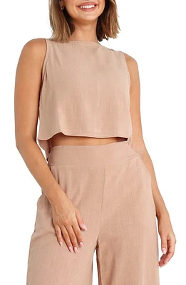 Petal & Pup Nicola Crop Linen Blend Tank Brown at Nordstrom,