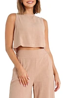 Petal & Pup Nicola Crop Linen Blend Tank Brown at Nordstrom,