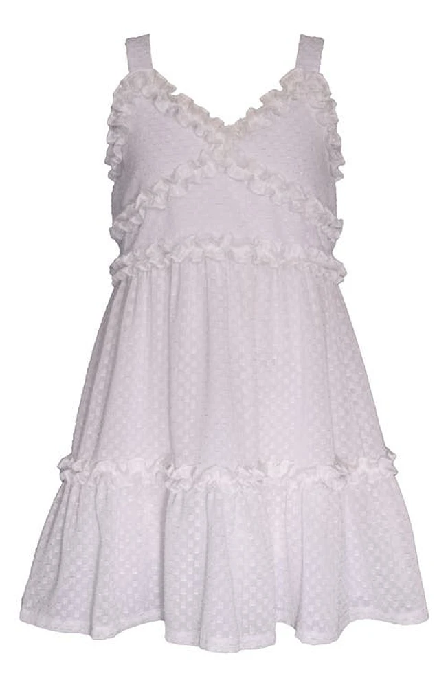 Iris & Ivy Kids' Metallic Tiered Ruffle Chiffon Dress White at Nordstrom,