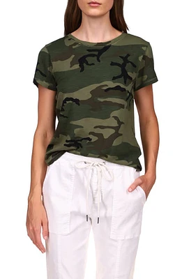 Sanctuary The Perfect Geo Print Cotton Blend Knit Top in Hiker Camo at Nordstrom, Size Large