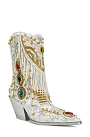 AZALEA WANG Astounding Crystal Embellished Western Boot White at Nordstrom,