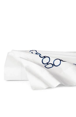 SFERRA Catena Flat Sheet in White/Navy at Nordstrom