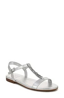 Naturalizer Teach T-Strap Sandal Silver Leather at Nordstrom,