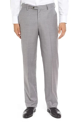 Berle Flat Front Solid Wool Trousers Light Grey at Nordstrom, X Unhemmed