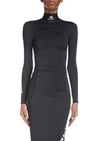 Balenciaga Athletic Long Sleeve Mock Neck Top in Black at Nordstrom, Size 8 Us