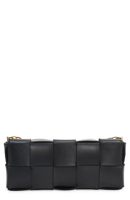 Bottega Veneta Cassette Intrecciato Leather Clutch in 8425 Black-Gold at Nordstrom