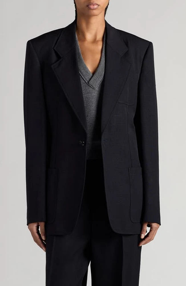 Bottega Veneta Subtle Stripe Wool Herringbone Jacket 1155 Black/Blue Melange at Nordstrom, Us