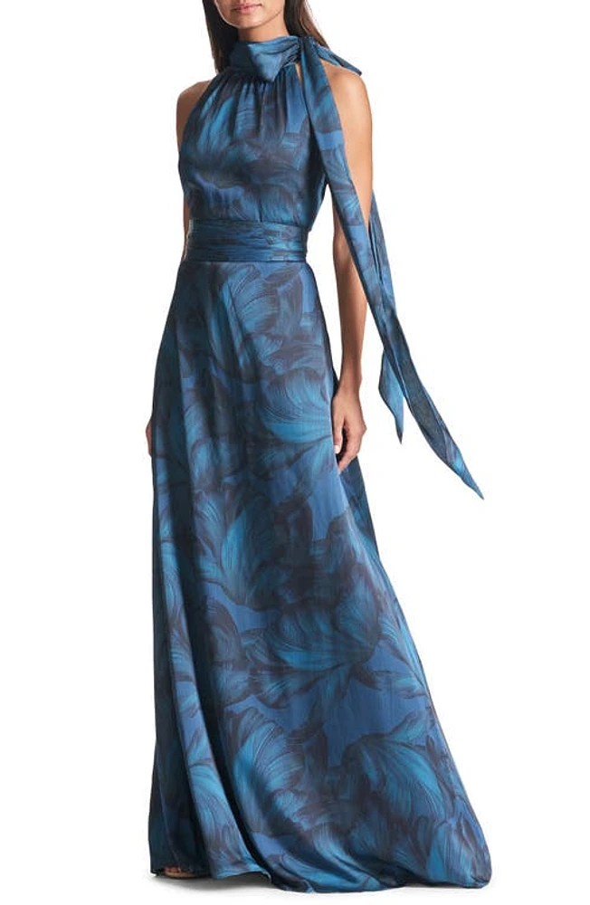 Sachin & Babi Kayla Halter Gown in Tonal Petal at Nordstrom, Size 20W