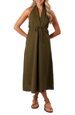 Petal & Pup Ivy Halter Dress in Olive at Nordstrom, Size Large