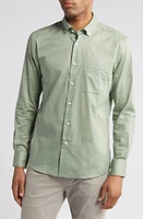 Scott Barber Heathered Chambray Button-Down Shirt in Sage at Nordstrom, Size Xx-Large