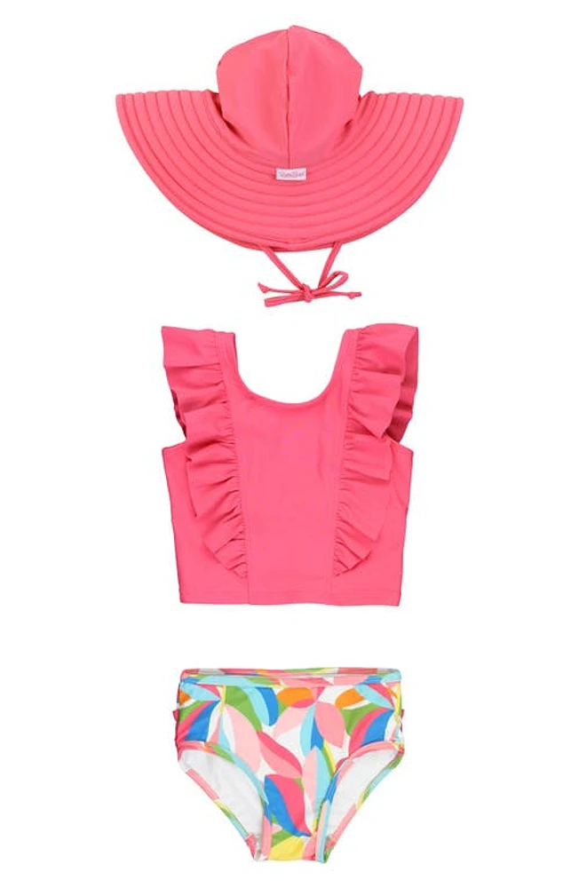 RuffleButts Tropical Adventure Two-Piece Swimsuit Hot Pink at Nordstrom,