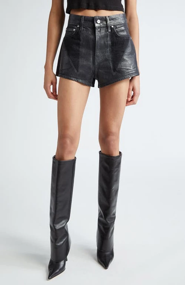 Dion Lee Laminated Denim Shorts Black at Nordstrom,