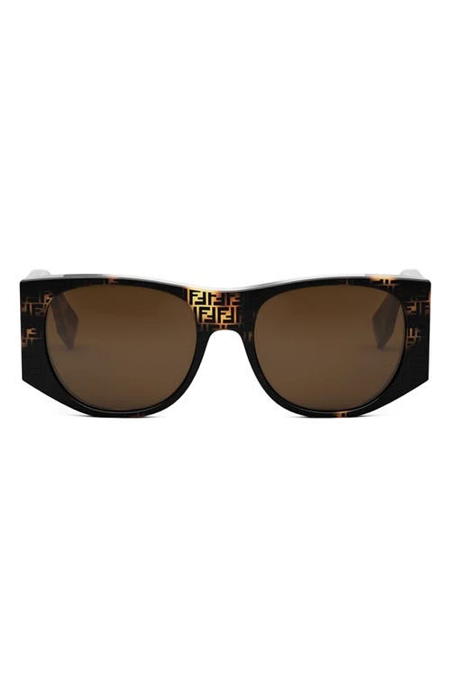 'Fendi Baguette 54mm Oval Sunglasses in Havana /Brown at Nordstrom