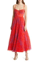 Hutch Amara Floral Bustier Pleated Fit & Flare Dress at Nordstrom,