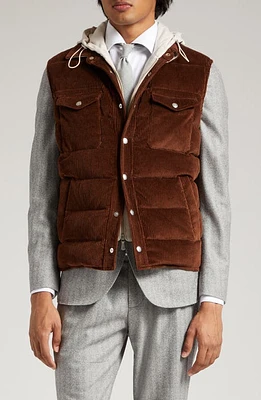 Eleventy Quilted Corduroy Vest with Removable Bib Brown-Sand at Nordstrom, Us