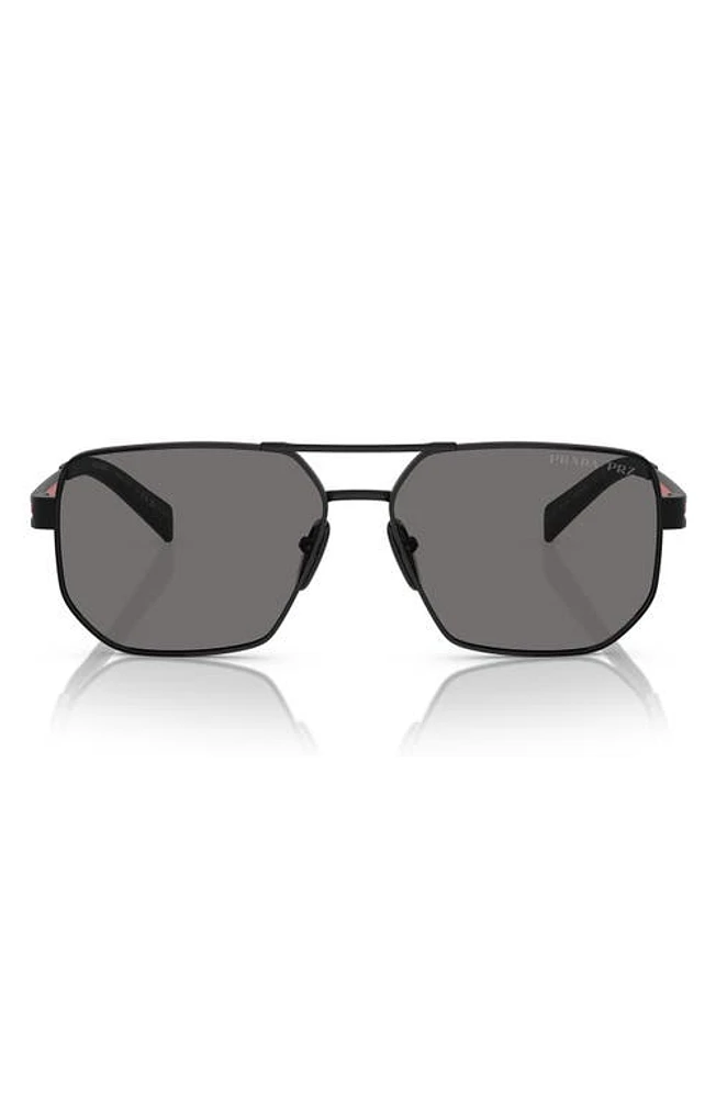 PRADA SPORT 59mm Polarized Pilot Sunglasses in Matte Black at Nordstrom