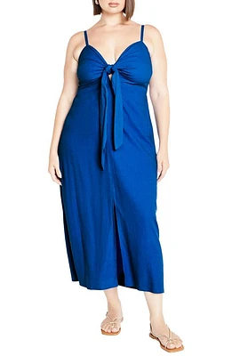 City Chic Abbie Drape Midi Dress Oly Blue at