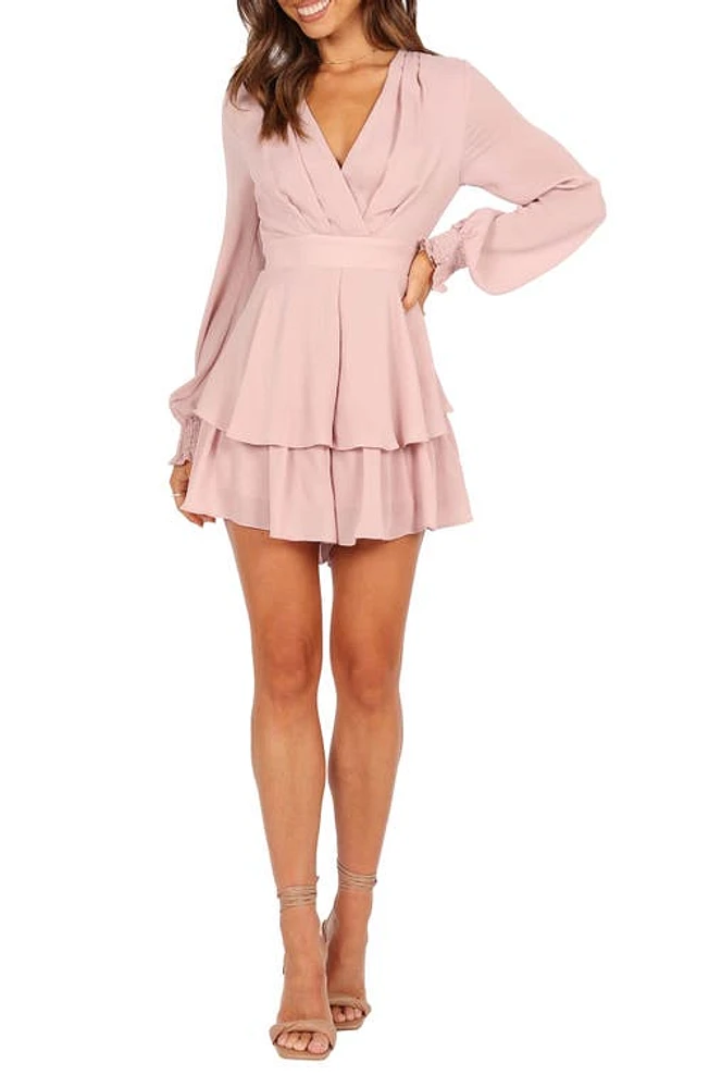 Petal & Pup Adalia Ruffle Long Sleeve Minidress in Blush at Nordstrom, Size X-Small