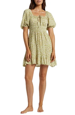 Billabong Cabana Floral Puff Sleeve Minidress Moss Joy at Nordstrom,