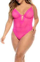 Mapale Mesh Underwire Teddy Hot Pink at Nordstrom,