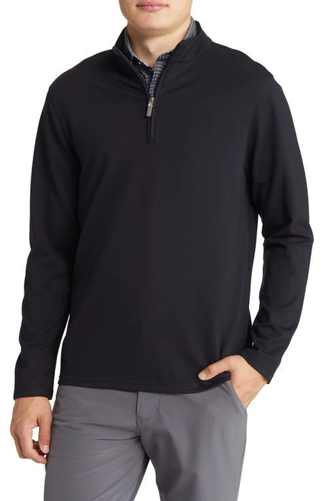 Mizzen+Main Men's ProFlex Performance Quarter Zip Golf Pullover in Black Solid at Nordstrom, Size Small