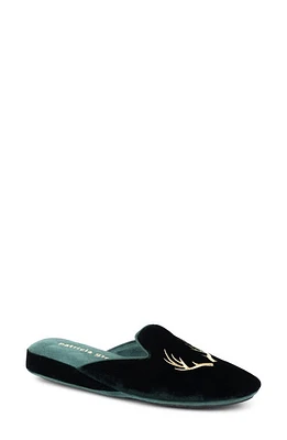 patricia green Antler Embroidered Slipper Emerald Velvet at Nordstrom,