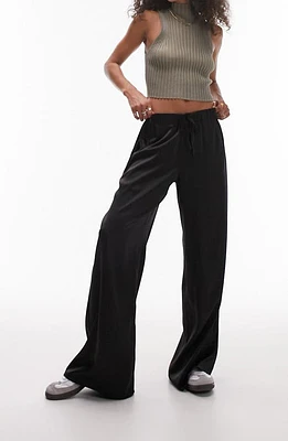 Topshop Satin Wide Leg Pants Black at Nordstrom, Us