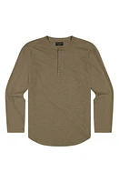 Goodlife Sun-Faded Long Sleeve Slub Scallop Henley in Timber at Nordstrom, Size Medium