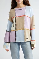 YanYan Check Cotton Pullover Sweater Beige/Lilac/Sky at Nordstrom,