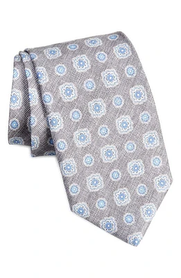 David Donahue Geometric Medallion Silk Tie in Gray at Nordstrom