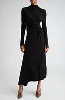 Victoria Beckham Asymmetric Long Sleeve Draped Dress Black at Nordstrom, Us