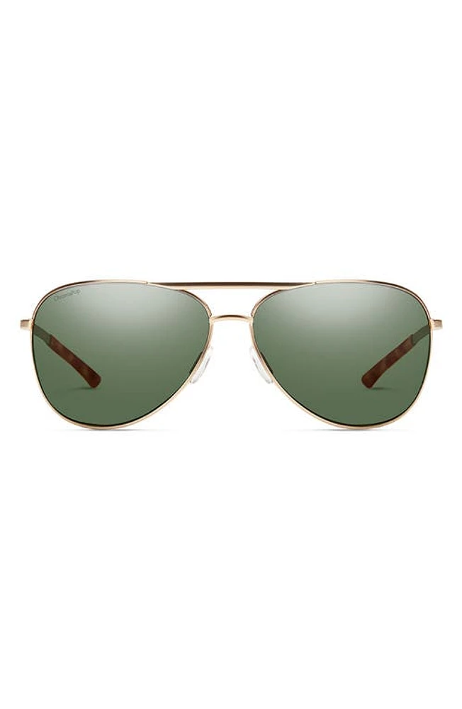 Smith Serpico Slim 2.0 60mm ChromaPop Polarized Aviator Sunglasses in Matte Gold/Grey Polar at Nordstrom