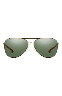 Smith Serpico Slim 2.0 60mm ChromaPop Polarized Aviator Sunglasses in Matte Gold/Grey Polar at Nordstrom