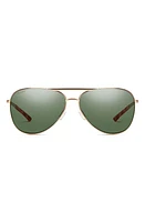 Smith Serpico Slim 2.0 60mm ChromaPop Polarized Aviator Sunglasses in Matte Gold/Grey Polar at Nordstrom