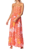 Maaji Bewitched Floral Strapless Cover-Up Maxi Dress Orange at Nordstrom,