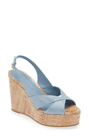 Stuart Weitzman Carmen Wedge Sandal Silver Metallic Denim Ph at Nordstrom,