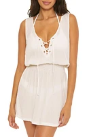 Becca Ponza Plunge Lace-Up Cover-Up Dress at Nordstrom,